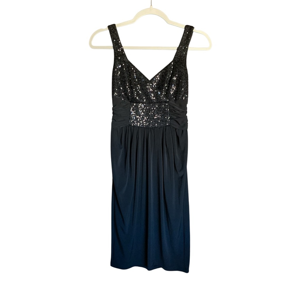 Maggy London womens black cocktail dress midi size 2 formal event sleeveless